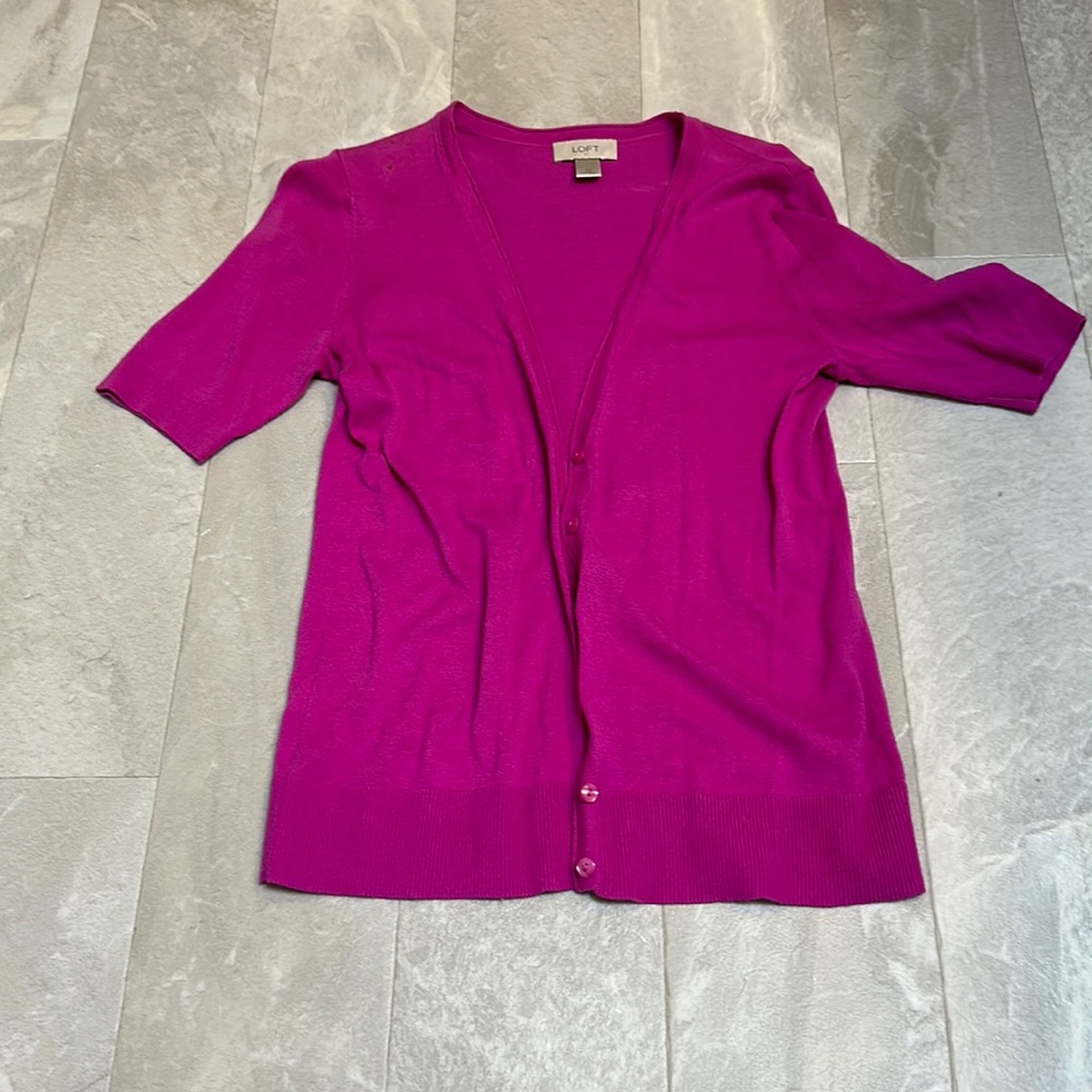 Magenta short sleeve cardigan